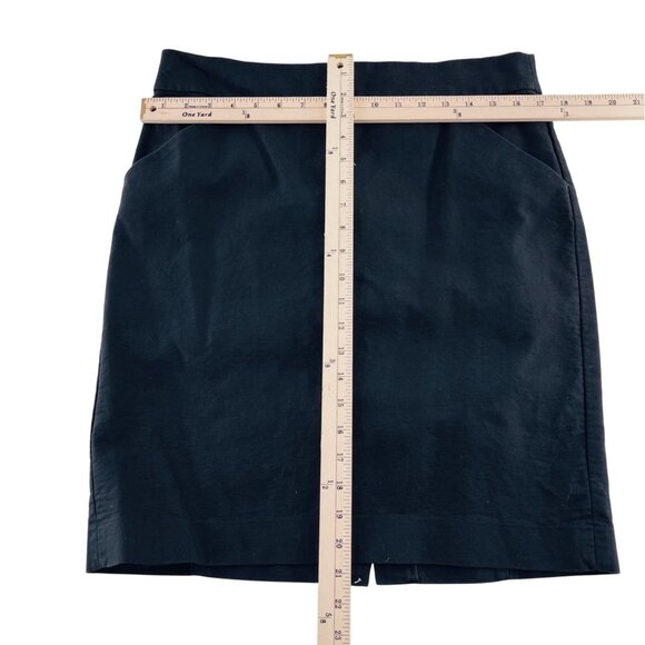 J.Crew Womens Navy Pencil Skirt 12 Cotton Back Zipper Closure - Picture 3 of 5